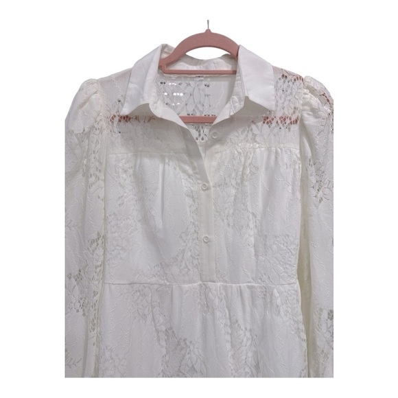 Aeom Womens A Line Dress White Short Lace Collar Boho style size S - Picture 4 of 14